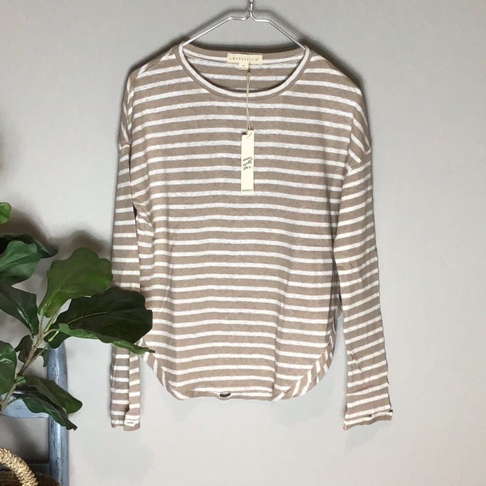 Lovestitch > Striped Distressed Long Sleeve Top